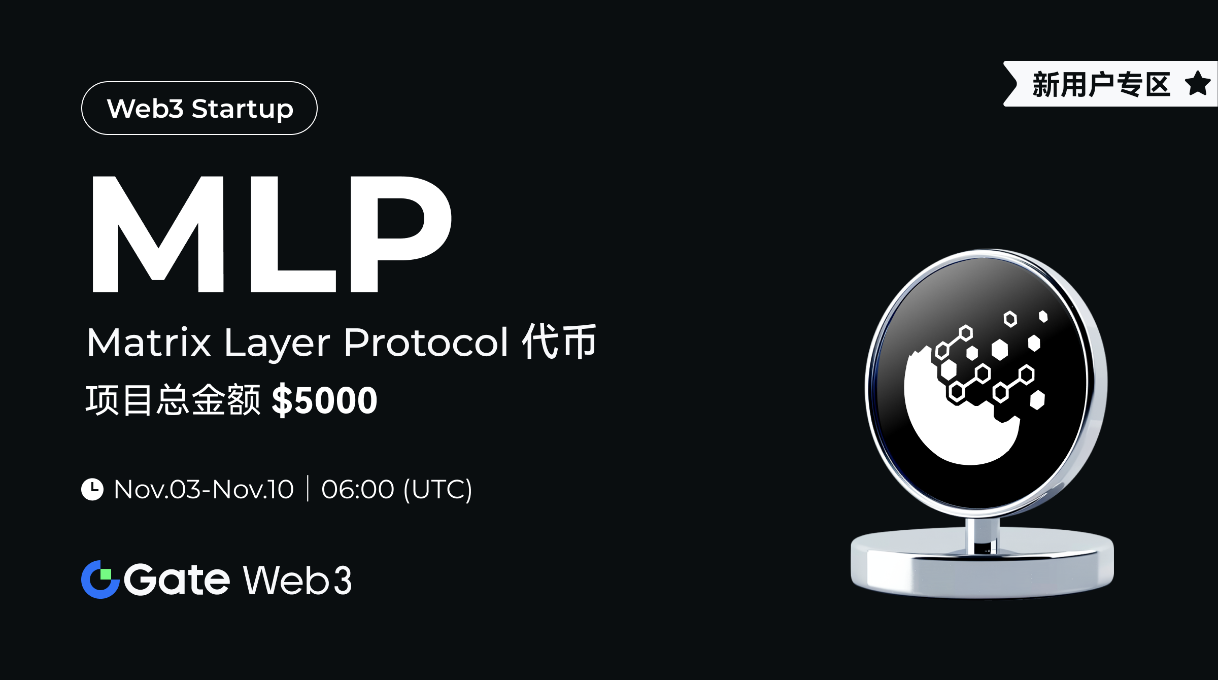 Gate Web3 Startup开启Matrix Layer Protocol(MLP)免费空投认购，总额度 500,000 枚