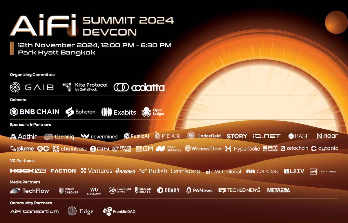 AiFi Summit Devcon 报名倒计时，与 GAIB、Codatta、ZettaBlock等众多项目共探 AiFi 的未来！