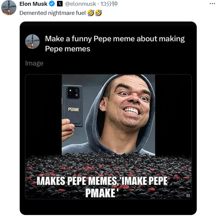 Musk shares Pepe spoof emoji