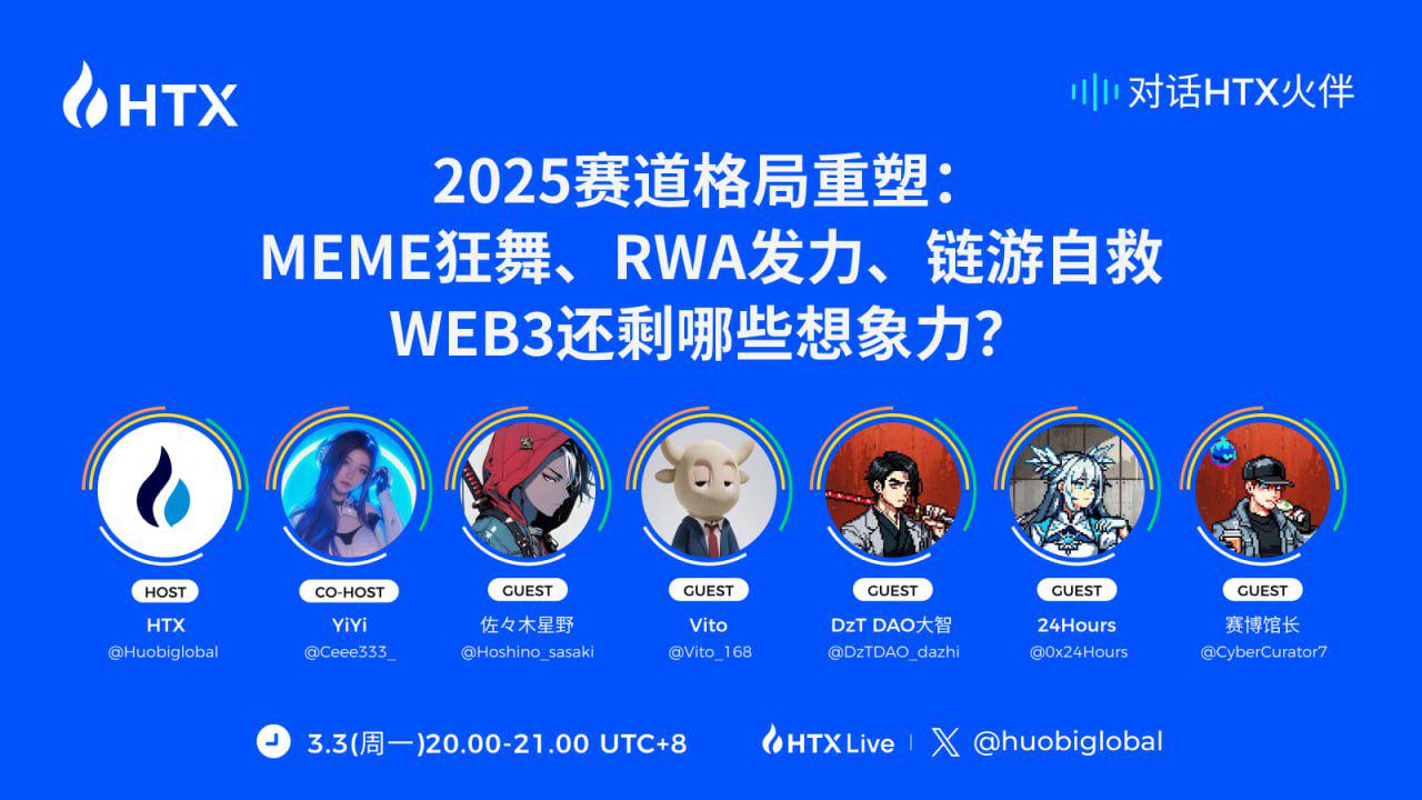 “对话HTX火伴”将于今日20时举行：探讨2025年加密市场的投资方向