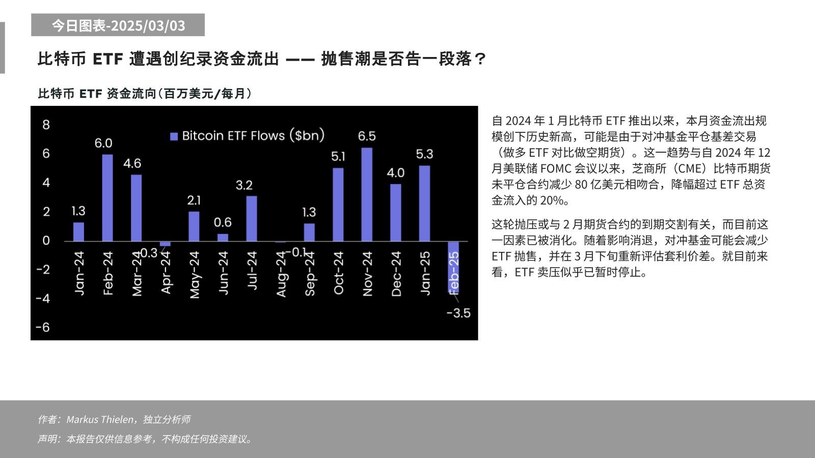 Matrixport：目前ETF卖压似乎已暂停，对冲基金可能在3月下旬重新评估套利机会