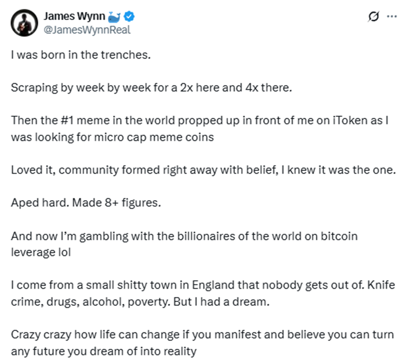 Contract whale James Wynn: From the slums to the big crypto player, a crazy gamble of $1.2 billion