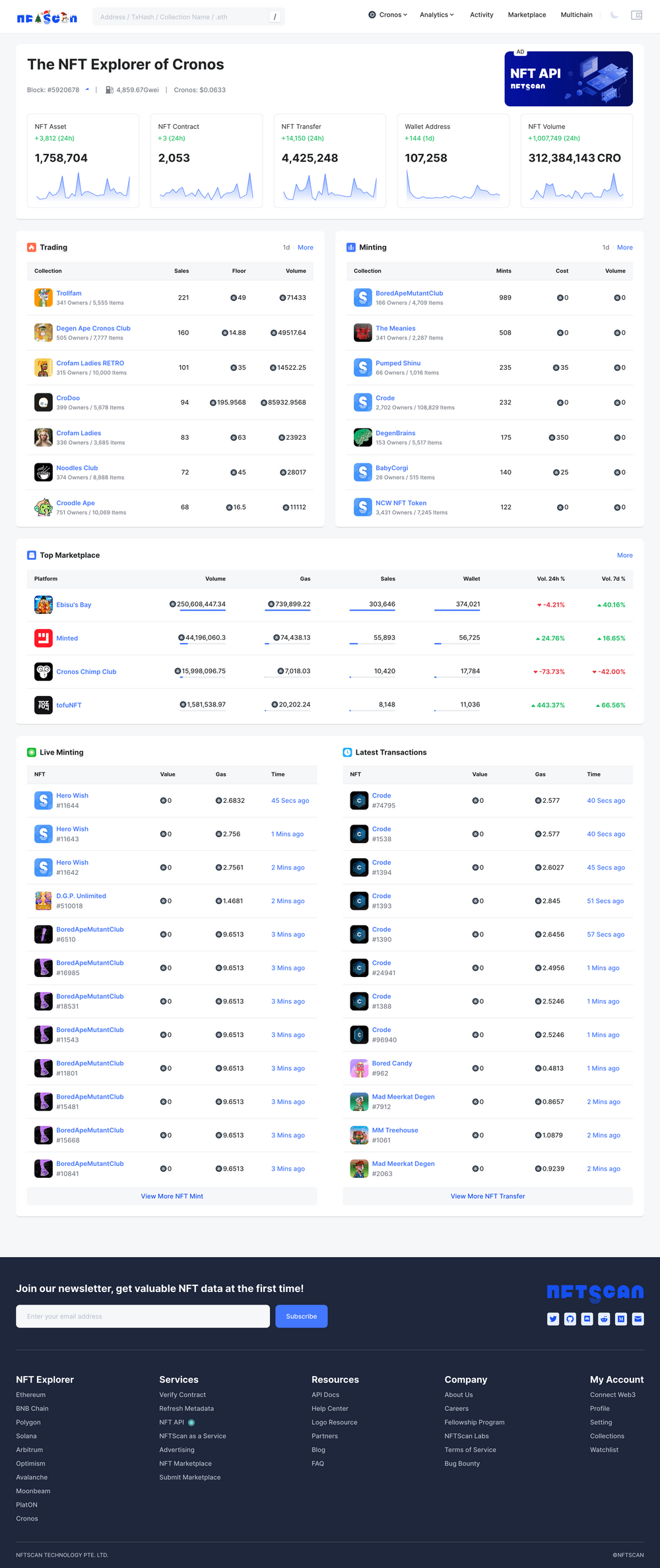 基础设施 NFTScan 正式发布 Cronos 网络 NFT 浏览器