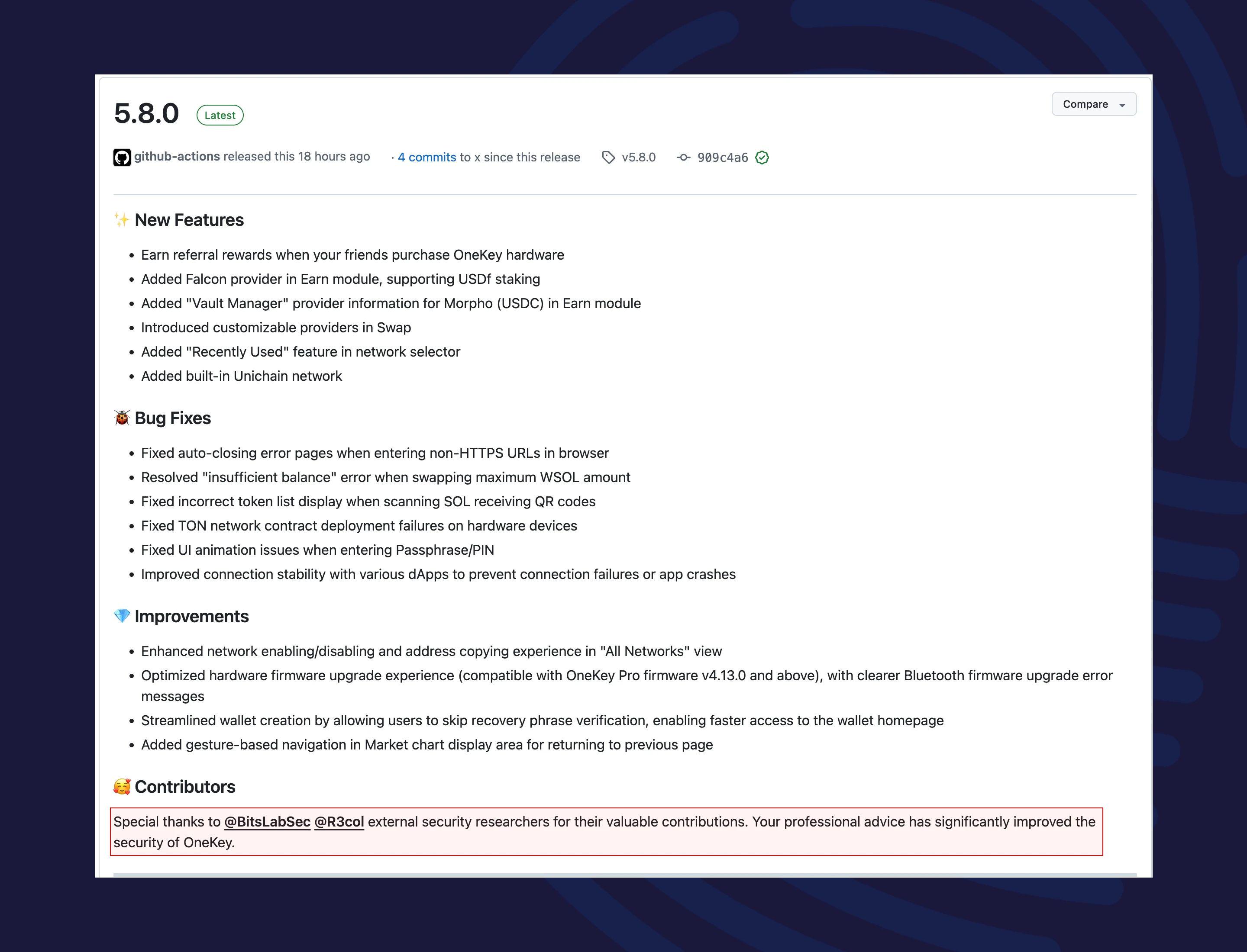 由 BitsLab 發起的 Web3 護航計畫再結碩果：OneKey 安全升級正式發布，公開致謝 BitsLab 及白帽