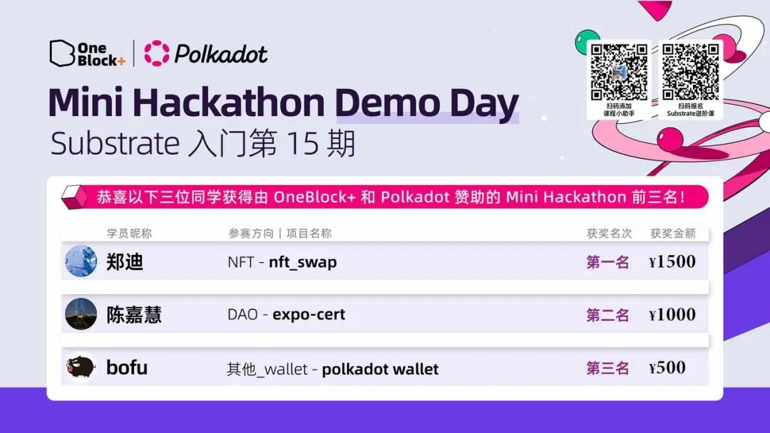 快速上手 Substrate 开发｜第 15 期 Substrate 入门课圆满落幕！