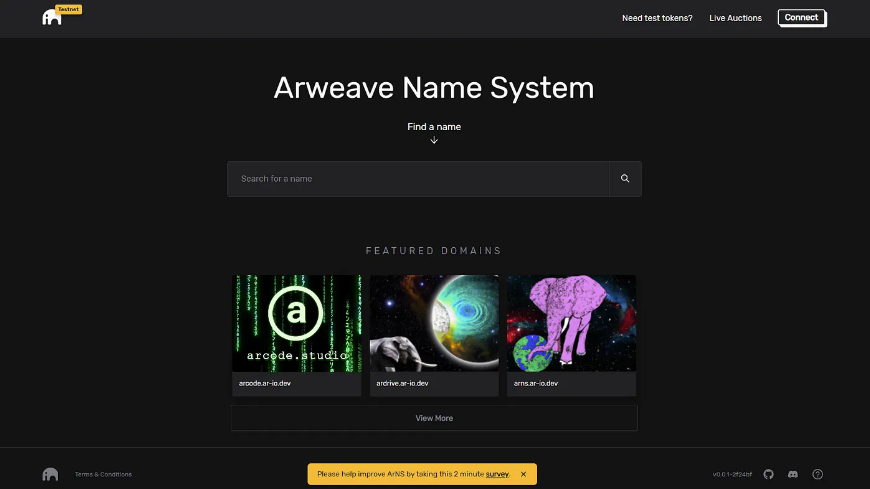 Arweave 域名系统 ArNS 测试网阶段开启