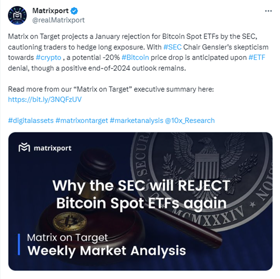 Matrixport 报告血洗17万人仓位，44亿加密货币灰飞烟灭？比特币现货ETF一月还有望通过？