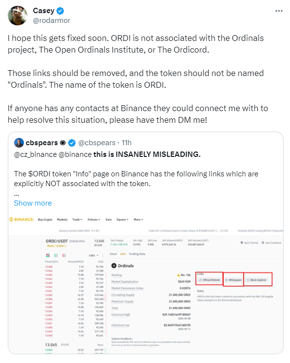 币圈内幕曝光!币安上线 $ORDI 却遭创始人要求删除?BRC-20比特币生态热门币种揭秘