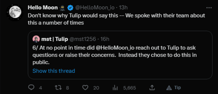 深入了解Tulip：關於HelloMoon的回應