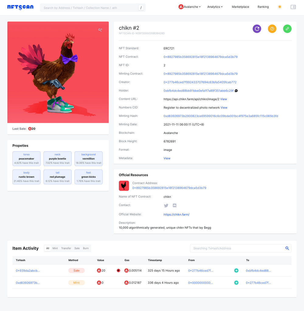 基础设施 NFTScan 正式发布 Avalanche 网络 NFT 浏览器