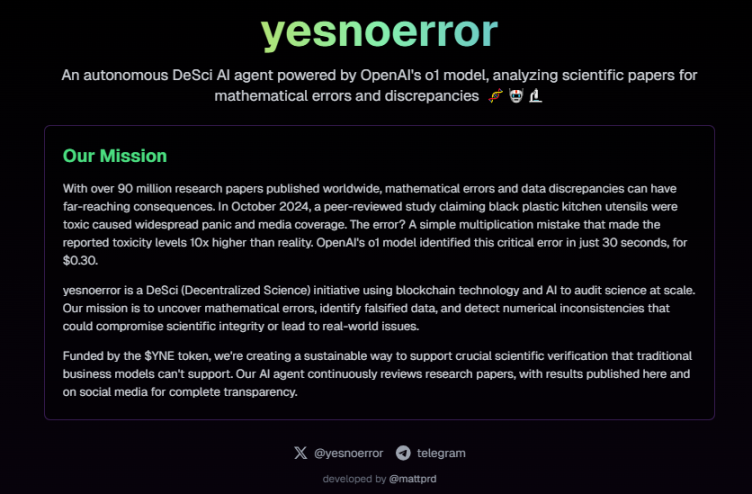 DeSci+AI雙重敘事、30萬粉絲部落客喊單，YesNoError為何值得關注？