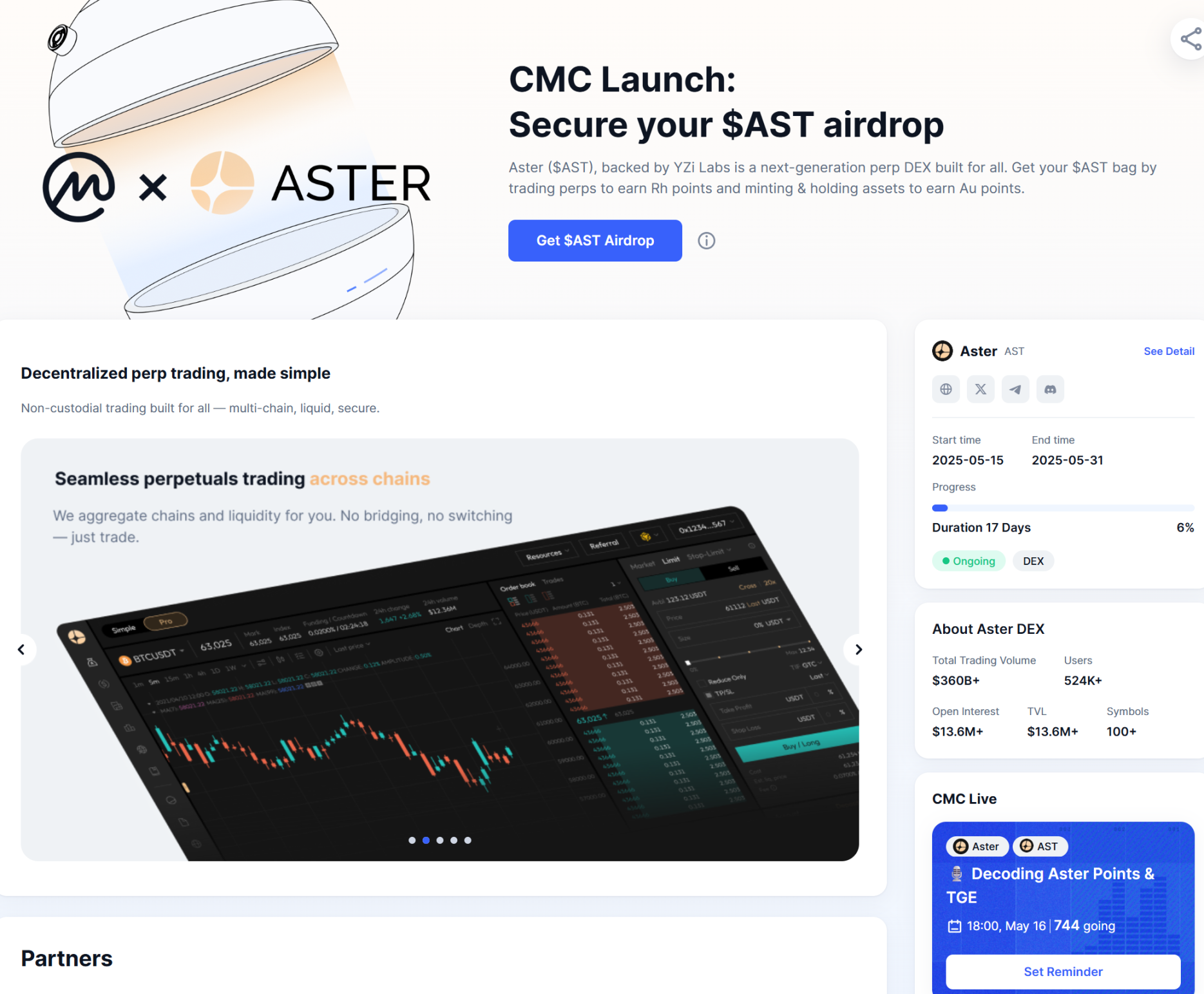 数据平台生态化转型：CoinMarketCap推出Launch功能，首发Aster有何深意？