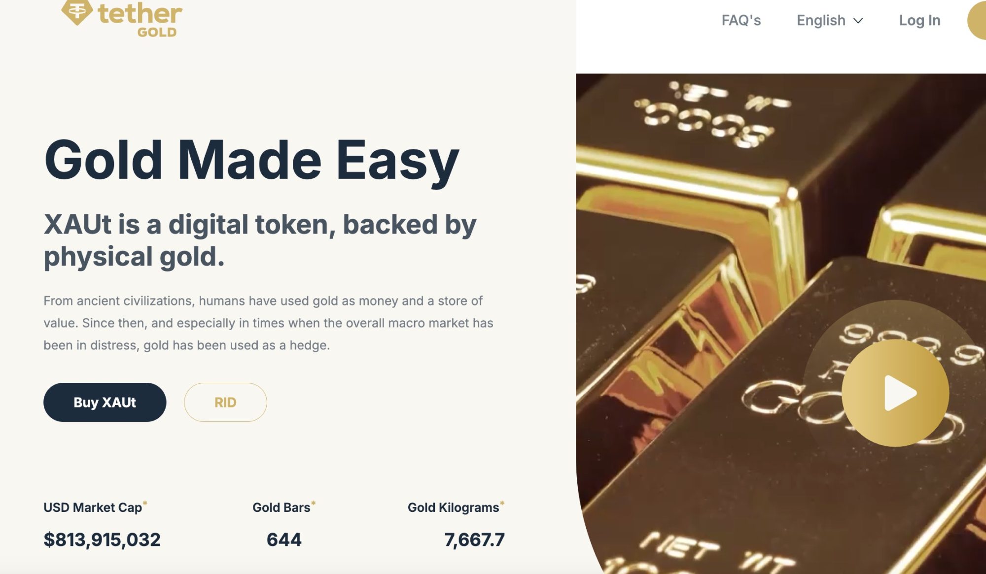 除了USDT外，Tether80吨黄金支撑XAUT代币